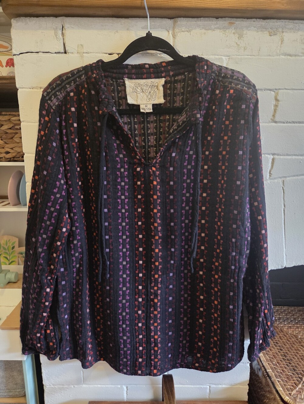 Ace & Jig Black Tunic with Purple & Pink Striped Motif
